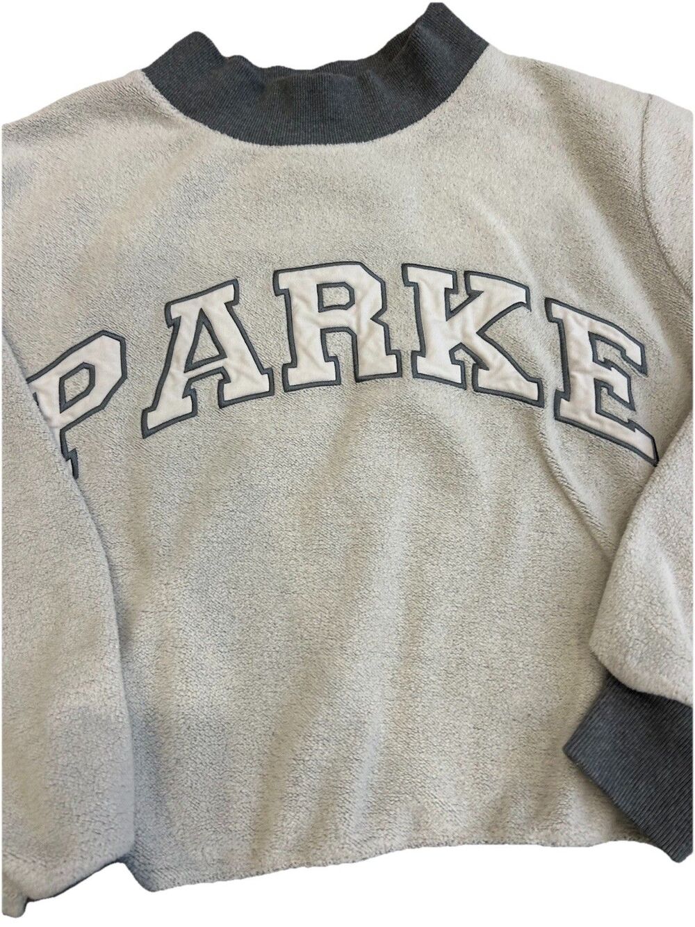 PARKE Inside Out Cozy Collection Varsity Mockneck Sweatshirt Stormy Grey S/M - Picture 3 of 7